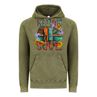 Vintage Olive hippie soul with caravan and flowers Vintage Hoodie - Artiststas