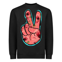 Black Pink Floral Glitter Peace Sign Heavyweight Sweatshirt - Jasminsmagicworld