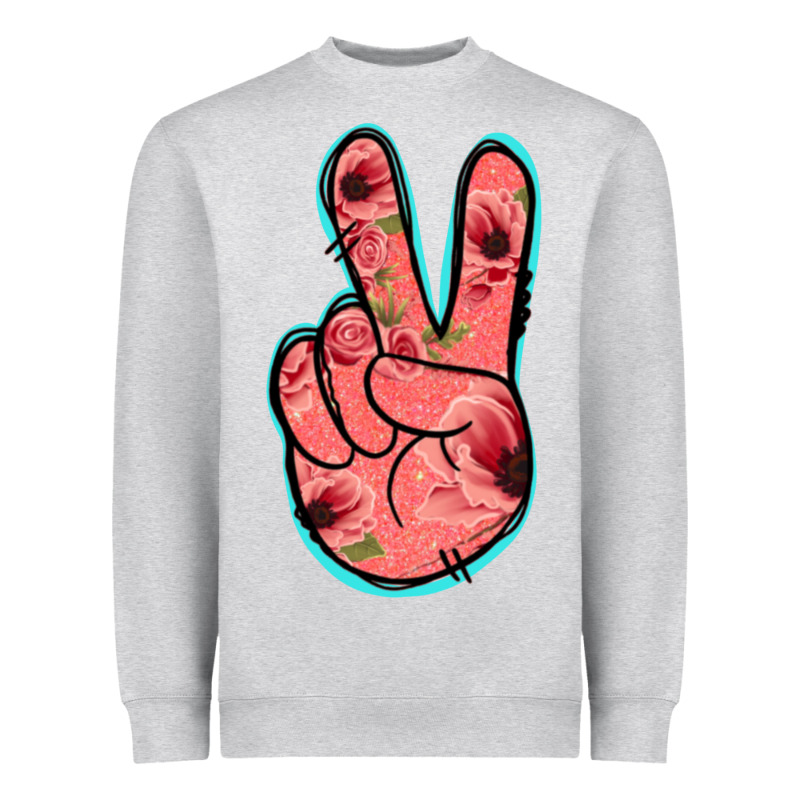 Pink Floral Glitter Peace Sign Heavyweight Sweatshirt by Jasminsmagicworld | Teevron