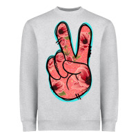 Heather Grey Pink Floral Glitter Peace Sign Heavyweight Sweatshirt - Jasminsmagicworld