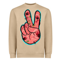 Mushroom Pink Floral Glitter Peace Sign Heavyweight Sweatshirt - Jasminsmagicworld