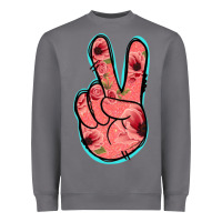Storm Pink Floral Glitter Peace Sign Heavyweight Sweatshirt - Jasminsmagicworld