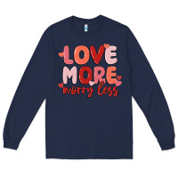 Navy love more worry less Long Sleeve Tee - MaliasSmallBusiness