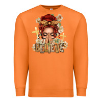 Carrot Red Hair Believe Praying Caucasian Messy Bun Premium Sweatshirt - texasbilliewilder