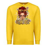 Lemon Red Hair Believe Praying Caucasian Messy Bun Premium Sweatshirt - texasbilliewilder