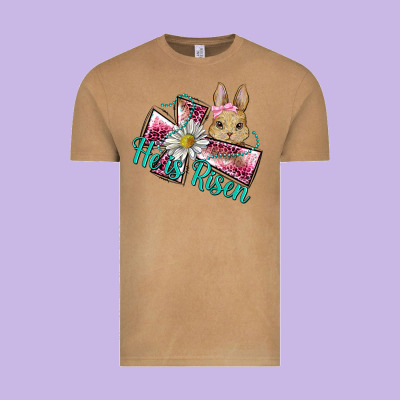 He Is Risen Cross Rabbit Vintage Tee Designed By Barkaloodesign