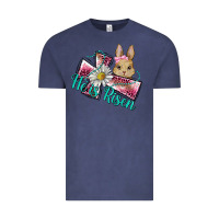 Vintage Denim he is risen cross rabbit Vintage Tee - BarkalooDesign