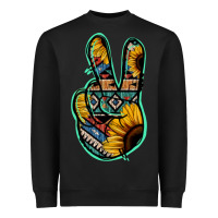 Black Aztec Sunflower Peace Sign Heavyweight Sweatshirt - Jasminsmagicworld