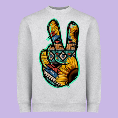 Aztec Sunflower Peace Sign Heavyweight Sweatshirt Designed By Jasminsmagicworld