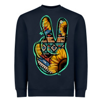 Navy Aztec Sunflower Peace Sign Heavyweight Sweatshirt - Jasminsmagicworld