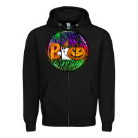 Black halloween round earrings 3 Zipper Hoodie - BundleAndBundleShop