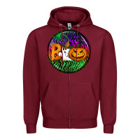 Burgundy halloween round earrings 3 Zipper Hoodie - BundleAndBundleShop