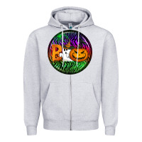 Heather Grey halloween round earrings 3 Zipper Hoodie - BundleAndBundleShop