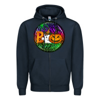 Navy halloween round earrings 3 Zipper Hoodie - BundleAndBundleShop