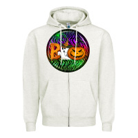 Oatmeal Heather halloween round earrings 3 Zipper Hoodie - BundleAndBundleShop