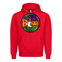 Red halloween round earrings 3 Zipper Hoodie - BundleAndBundleShop