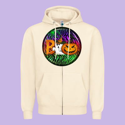 Halloween Round Earrings 3 Zipper Hoodie Designed By Bundleandbundleshop