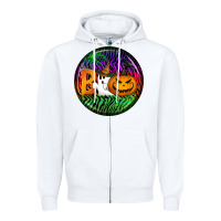 White halloween round earrings 3 Zipper Hoodie - BundleAndBundleShop