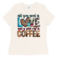 Bone all you need is love and a good cup of coffee Ladies Tee - Zillion Design Studio