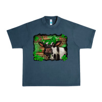 Midnight Navy st Patricks cow with leopard background holstein cow Urban Heavy Tee - Jasminsmagicworld