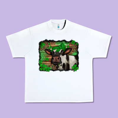 St Patricks Cow With Leopard Background Holstein Cow Urban Heavy Tee Designed By Jasminsmagicworld