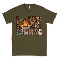 Army Green Love Camping Classic Tee - CowhideDigitalArt
