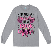 Heather Grey i'm not a booksorm i'm a book dragon Long Sleeve Tee - MaliasSmallBusiness