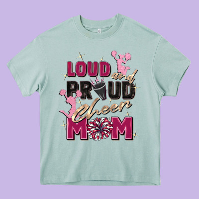 Loud And Proud Cheer Mom Heavy Core Tee Designed By Zillion Design Studio