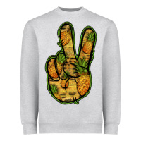 Heather Grey Pineapple Peace Sign Heavyweight Sweatshirt - Jasminsmagicworld