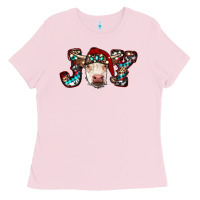 Bubblegum Pink christmas joy cow Ladies Tee - RanaPortraitStore
