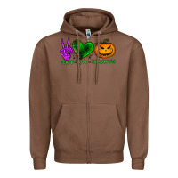 Chestnut peace love halloween Zipper Hoodie - BundleAndBundleShop
