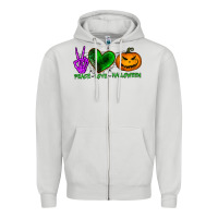Dove Grey peace love halloween Zipper Hoodie - BundleAndBundleShop