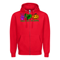 Red peace love halloween Zipper Hoodie - BundleAndBundleShop
