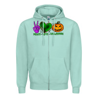 Seafoam peace love halloween Zipper Hoodie - BundleAndBundleShop