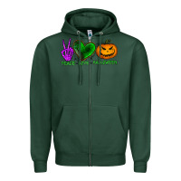 Sports Green peace love halloween Zipper Hoodie - BundleAndBundleShop