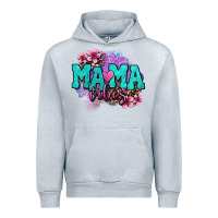 Heather Grey mama vibes floral Urban Hoodie - OliviaCreatesArt
