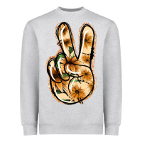 Heather Grey Floral Gold Peace Sign Heavyweight Sweatshirt - Jasminsmagicworld