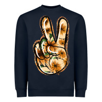 Navy Floral Gold Peace Sign Heavyweight Sweatshirt - Jasminsmagicworld