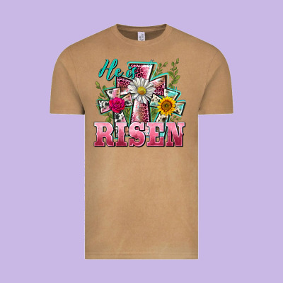 He Is Risen Cross Easter Vintage Tee Designed By Barkaloodesign