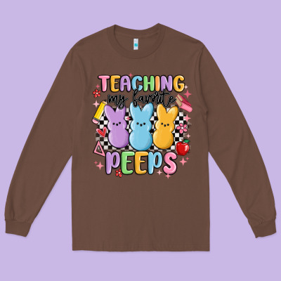 Teaching My Favorite Peeps Long Sleeve Tee Designed By Maliassmallbusiness