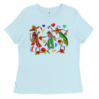 Baby Blue mexican skeletons Ladies Tee - Zillion Design Studio