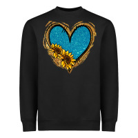 Black Gold Glitter Sunflower Blue Heart Heavyweight Sweatshirt - Jasminsmagicworld
