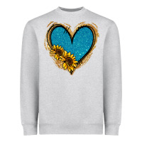 Heather Grey Gold Glitter Sunflower Blue Heart Heavyweight Sweatshirt - Jasminsmagicworld