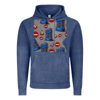 Vintage Denim scissor lift seamless pattern Vintage Hoodie - BundleAndBundleShop