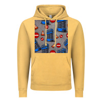Vintage Mustard scissor lift seamless pattern Vintage Hoodie - BundleAndBundleShop