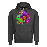 Charcoal Heather halloween patch 1 Zipper Hoodie - BundleAndBundleShop