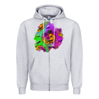 Heather Grey halloween patch 1 Zipper Hoodie - BundleAndBundleShop