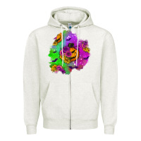 Oatmeal Heather halloween patch 1 Zipper Hoodie - BundleAndBundleShop