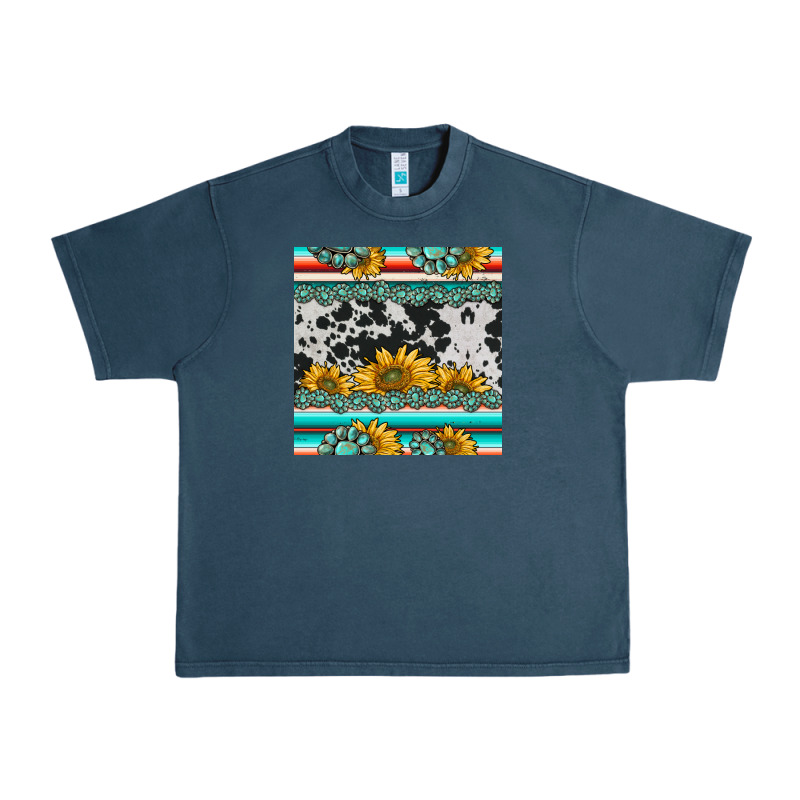 Sunflower Cowhide Serape Coaster Urban Heavy Tee by BarkalooDesign | Teevron
