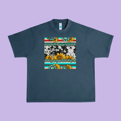 Sunflower Cowhide Serape Coaster Urban Heavy Tee Designed By Barkaloodesign